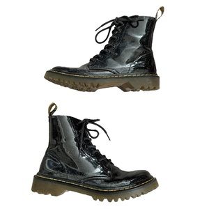 Dr. Martens Glitter Black Boots Luana Lace Up Combat Women's 8 Shoes